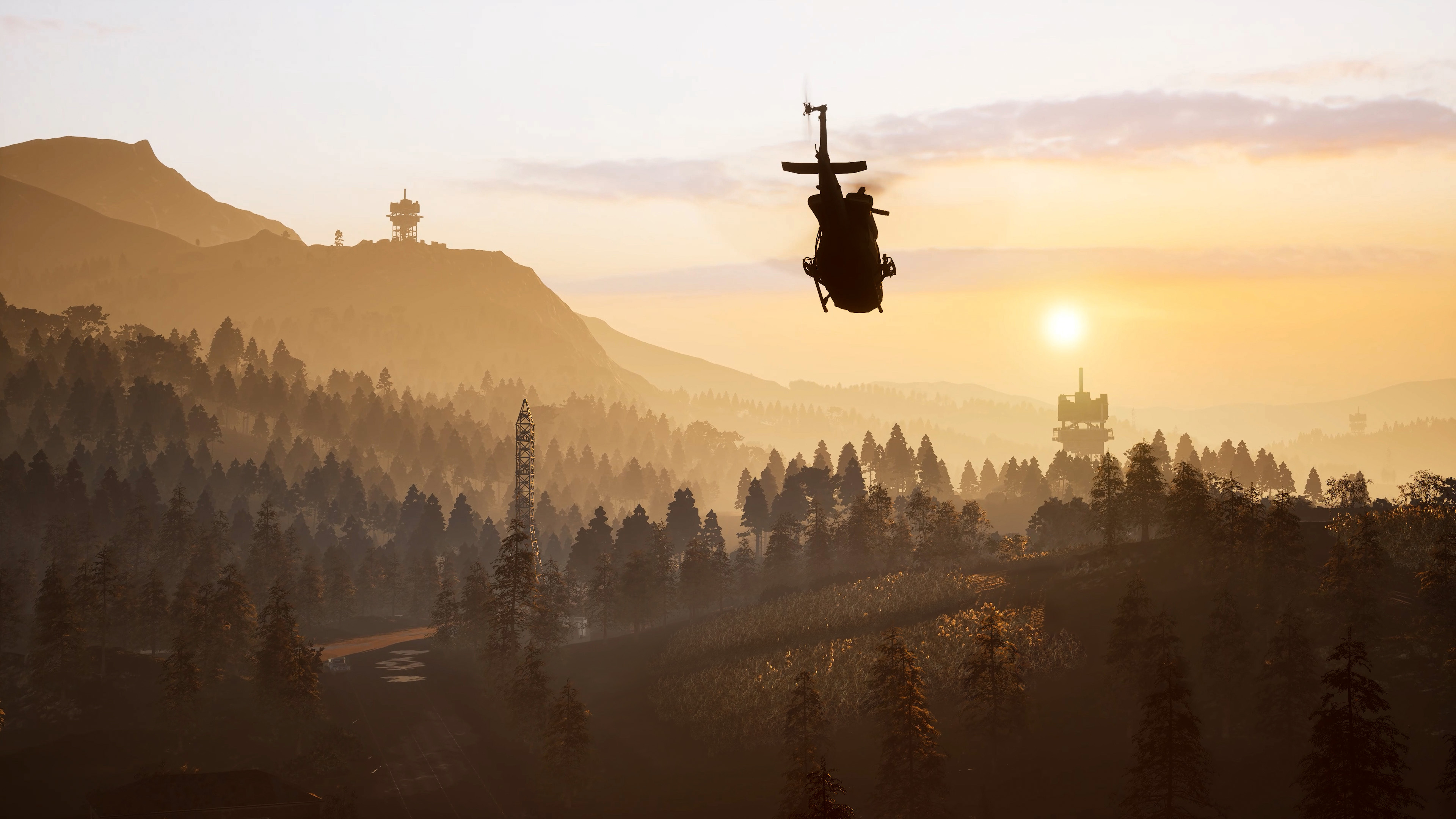 Helicopter at sunset